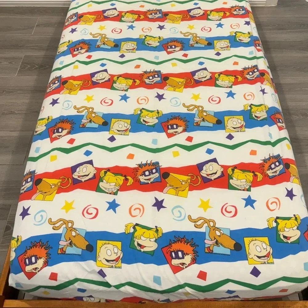 Vintage Rugrats twin bedding fitted and flat sheets y2k